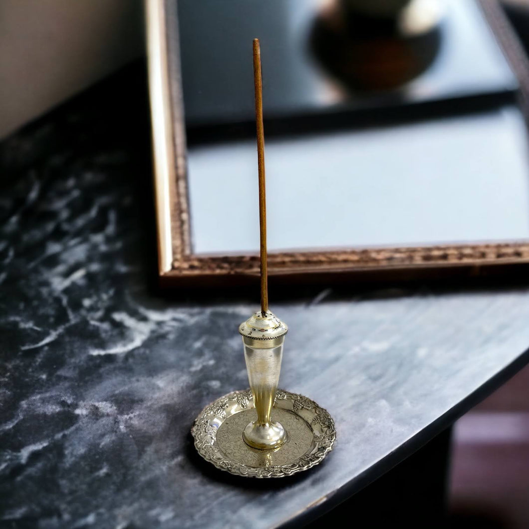 Gorgeous and unique upcycled small silver plate incense stick holder