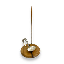 Load image into Gallery viewer, Gorgeous and unique upcycled wood &amp; silver plate incense stick holder
