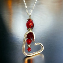 Load image into Gallery viewer, Pretty &amp; romantic upcycled repurposed silver plate &amp; glass bead heart pendant necklace
