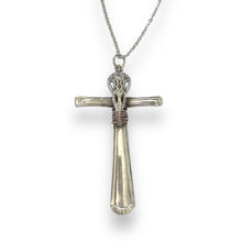 Load image into Gallery viewer, ARTISAN&#39;S CHOICE: upcycled repurposed silver plated copper cross necklace pendant
