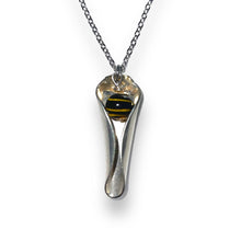 Load image into Gallery viewer, Stylish upcycled repurposed silver plate &amp; glass bead tiger&#39;s eye pendant necklace

