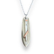 Load image into Gallery viewer, ARTISAN&#39;S CHOICE: upcycled repurposed silver plated copper surfboard necklace
