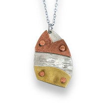 Load image into Gallery viewer, ARTISAN&#39;S CHOICE: upcycled repurposed silver plated copper abstract landscape necklace
