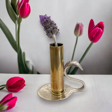 Load image into Gallery viewer, Beautiful upcycled silver plated steampunk style bud vase handmade from vintage cutlery
