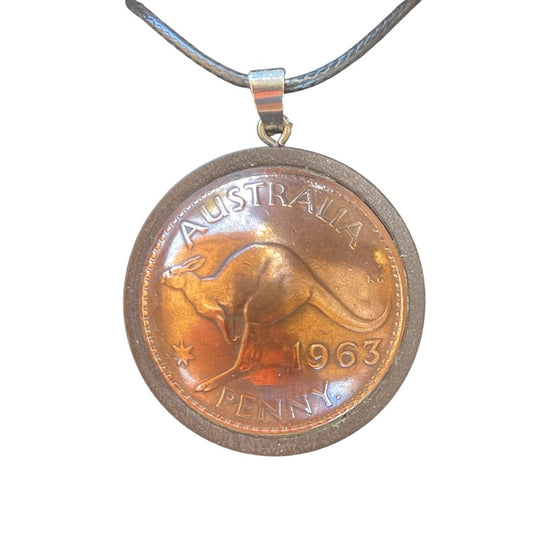 Upcycled & repurposed 1963 Australian penny pendant