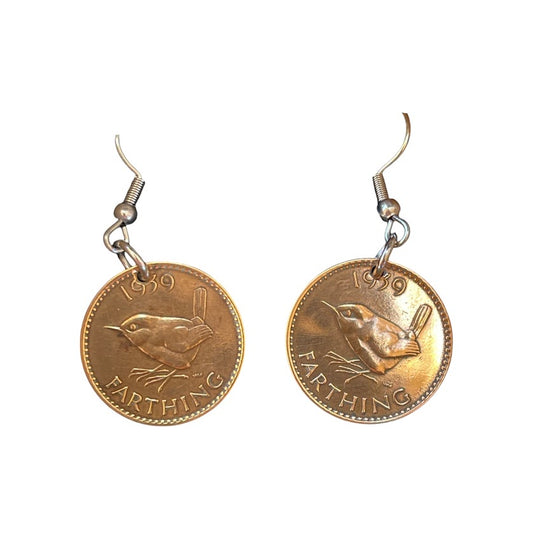 Upcycled & repurposed 1939 Australian farthing coin earrings