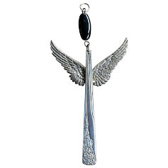 Pretty guardian angel hanging ornament made from upcycled silver plated cutlery & glass bead
