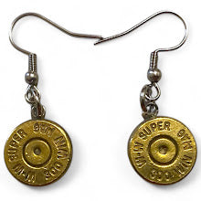 Load image into Gallery viewer, Upcycled &amp; repurposed bullet case end earrings
