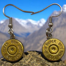 Load image into Gallery viewer, Upcycled &amp; repurposed bullet case end earrings
