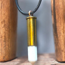 Load image into Gallery viewer, Upcycled &amp; repurposed bullet pendent with semi precious stone
