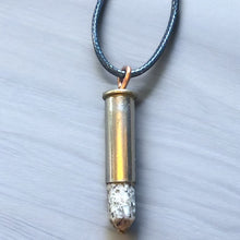 Load image into Gallery viewer, Upcycled &amp; repurposed bullet pendent with semi precious stone
