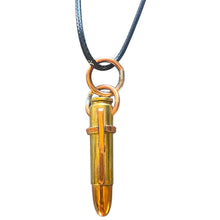 Load image into Gallery viewer, Upcycled &amp; repurposed bullet pendent with copper cross
