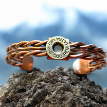 Load image into Gallery viewer, Upcycled and repurposed twisted copper bracelet with bullet end
