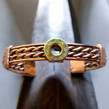 Load image into Gallery viewer, Upcycled and repurposed twisted copper bracelet with bullet end
