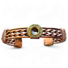 Load image into Gallery viewer, Upcycled and repurposed twisted copper bracelet with bullet end
