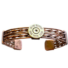 Load image into Gallery viewer, Upcycled and repurposed twisted copper bracelet with bullet end
