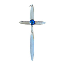 Load image into Gallery viewer, Beautiful crucifix cross hanging ornament made from upcycled silver plated cutlery
