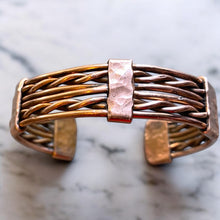 Load image into Gallery viewer, Upcycled and repurposed twisted copper wire bracelet
