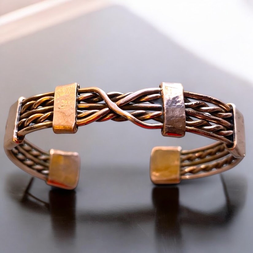 Upcycled and repurposed twisted copper wire bracelet