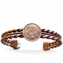 Load image into Gallery viewer, Upcycled and repurposed copper wire bracelet with Australian 1 cent coin
