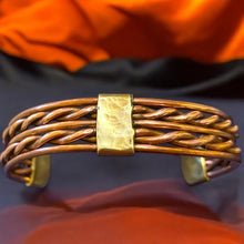 Load image into Gallery viewer, Upcycled and repurposed copper wire bracelet with brass fittings
