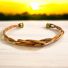 Load image into Gallery viewer, Upcycled and repurposed twisted copper knot wire bracelet
