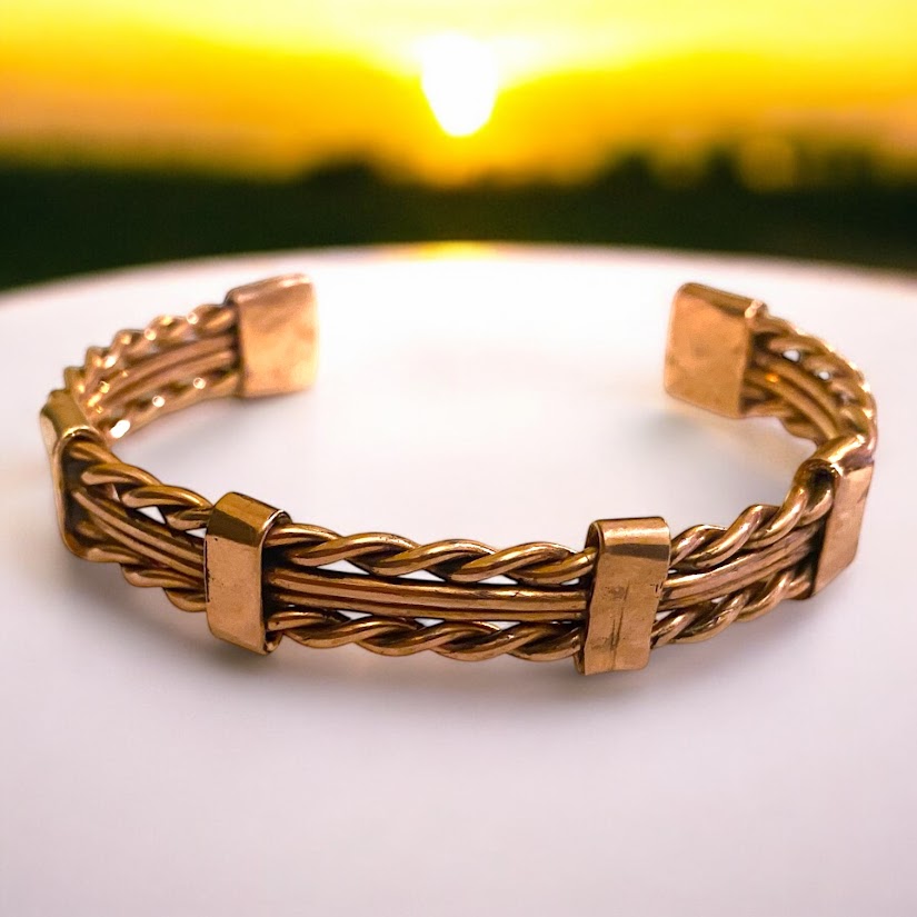 Upcycled and repurposed twisted copper wire bracelet