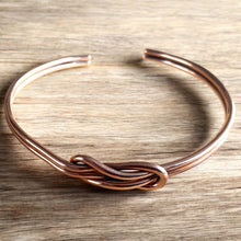Load image into Gallery viewer, Upcycled and repurposed wire copper knot bracelet
