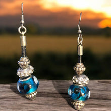 Load image into Gallery viewer, Upcycled repurposed earings with turquoise beads

