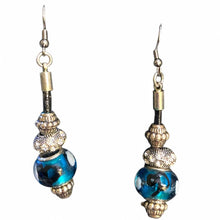Load image into Gallery viewer, Upcycled repurposed earings with turquoise beads
