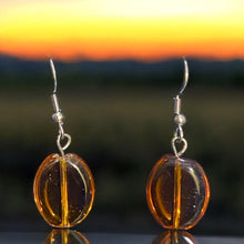 Load image into Gallery viewer, Upcycled repurposed orange bead earings
