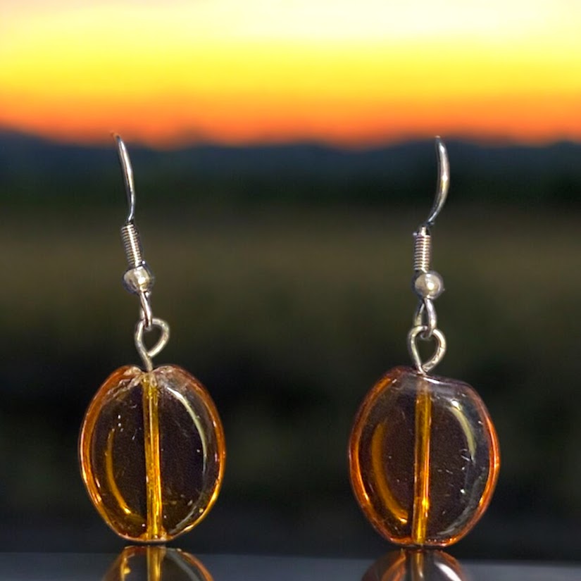Upcycled repurposed orange bead earings