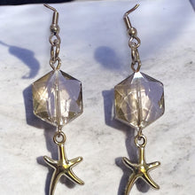 Load image into Gallery viewer, Upcycled repurposed  glass bead and starfish earings
