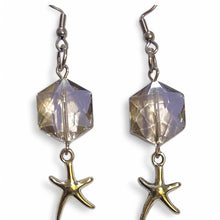 Load image into Gallery viewer, Upcycled repurposed  glass bead and starfish earings
