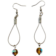 Load image into Gallery viewer, Upcycled repurposed guitar string with beautiful vintage orange bead earrings
