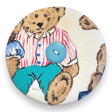 Load image into Gallery viewer, Upcycled double sided round padded playing card holder for kids or adults VINTAGE TEDDIES
