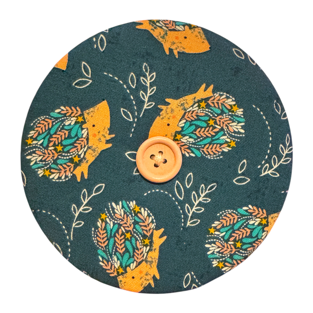 Upcycled double sided round padded playing card holder for kids or adults HEDGEHOGS