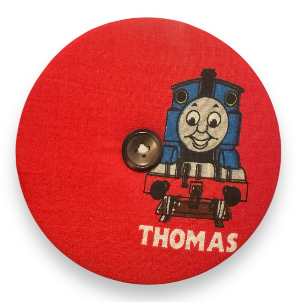 Upcycled double sided round padded playing card holder for kids or adults TRAIN