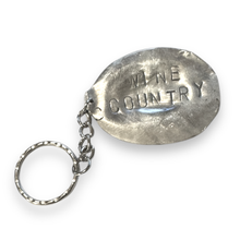 Load image into Gallery viewer, Upcycled repurposed silver plated WINE COUNTRY keys KEYRING made from vintage spoon
