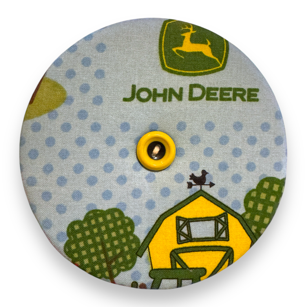 Upcycled double sided round padded playing card holder for kids or adults TRACTORS & BEARS