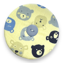 Load image into Gallery viewer, Upcycled double sided round padded playing card holder for kids or adults TRACTORS &amp; BEARS
