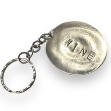 Load image into Gallery viewer, Upcycled repurposed silver plated WINE keys KEYRING made from vintage spoon
