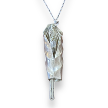 Load image into Gallery viewer, Stunning apostle upcycled repurposed silver plated pendant necklace made from vintage spoon
