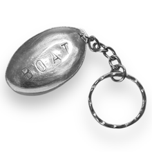 Load image into Gallery viewer, Upcycled repurposed silver plated BOAT keys KEYRING made from vintage spoon
