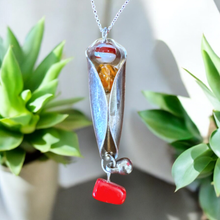 Load image into Gallery viewer, Stunning upcycled repurposed silver plated &amp; glass beads pendant necklace made from vintage spoon
