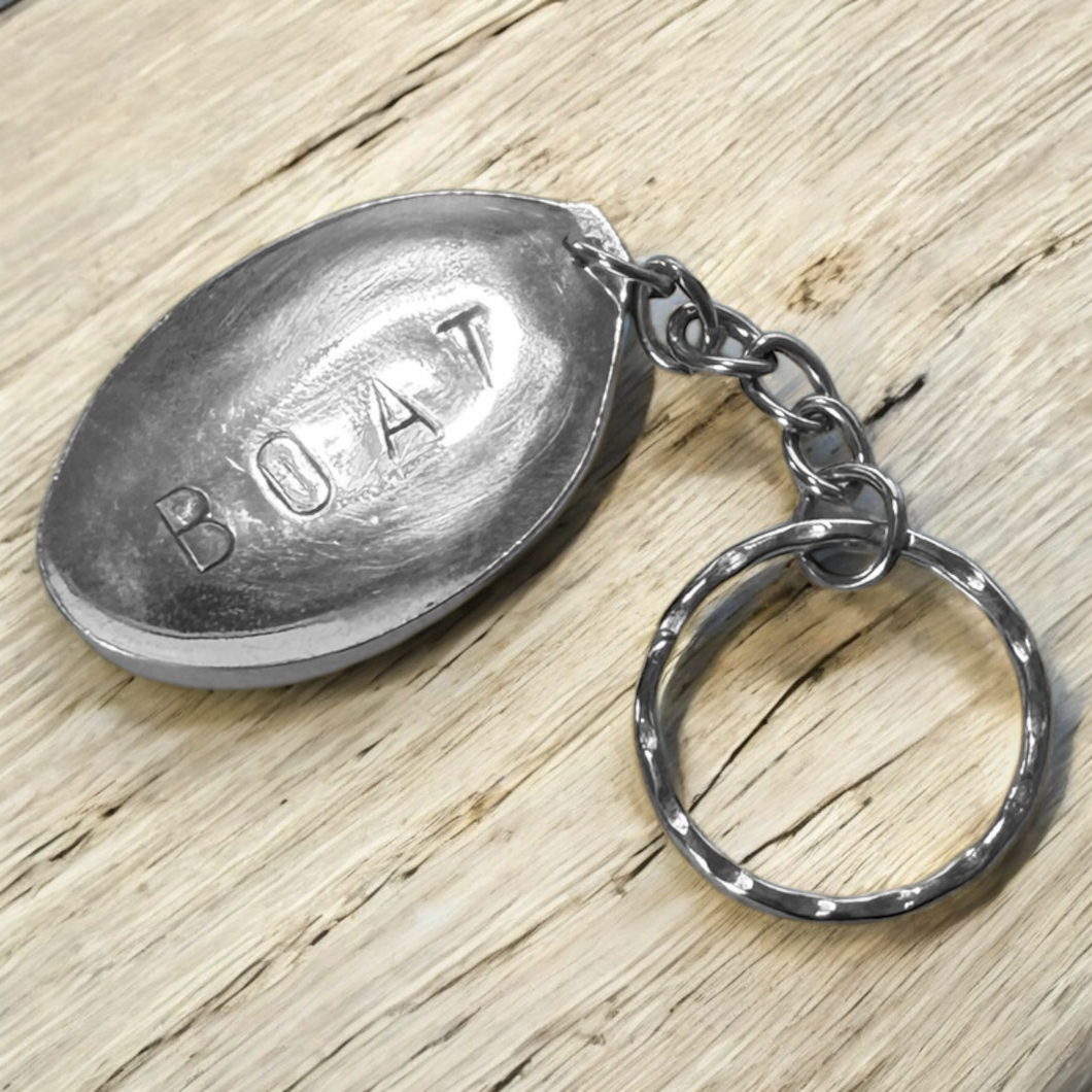 Upcycled repurposed silver plated BOAT keys KEYRING made from vintage spoon