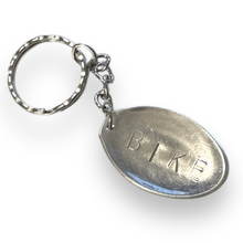 Load image into Gallery viewer, Upcycled repurposed silver plated CAR keys KEYRING made from vintage spoon
