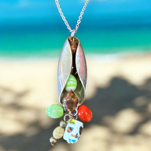 Load image into Gallery viewer, Stunning upcycled repurposed silver plated &amp; glass beads pendant necklace made from vintage spoon

