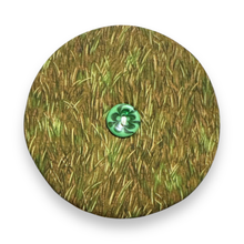 Load image into Gallery viewer, Upcycled double sided round padded playing card holder for kids or adults MACAW
