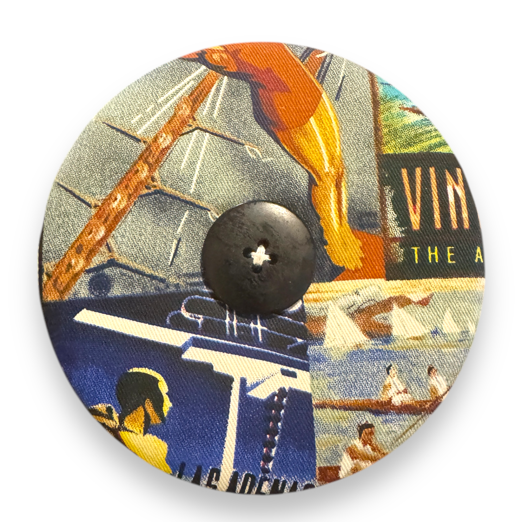 Upcycled double sided round padded playing card holder for kids or adults CLASSY VINTAGE